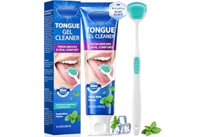 Tunggel rengöringssats med tungborste, tungrengörare för dålig andedräkt, tungskrapa gel stöd färsk tanddräkt med zink, färsk mynta