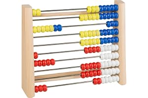 Idena 22924 – räkneram av trä med 100 gängade pärlor i 4 färger, för räkning och räkning, ca 21 x 18 x 4 cm stor
