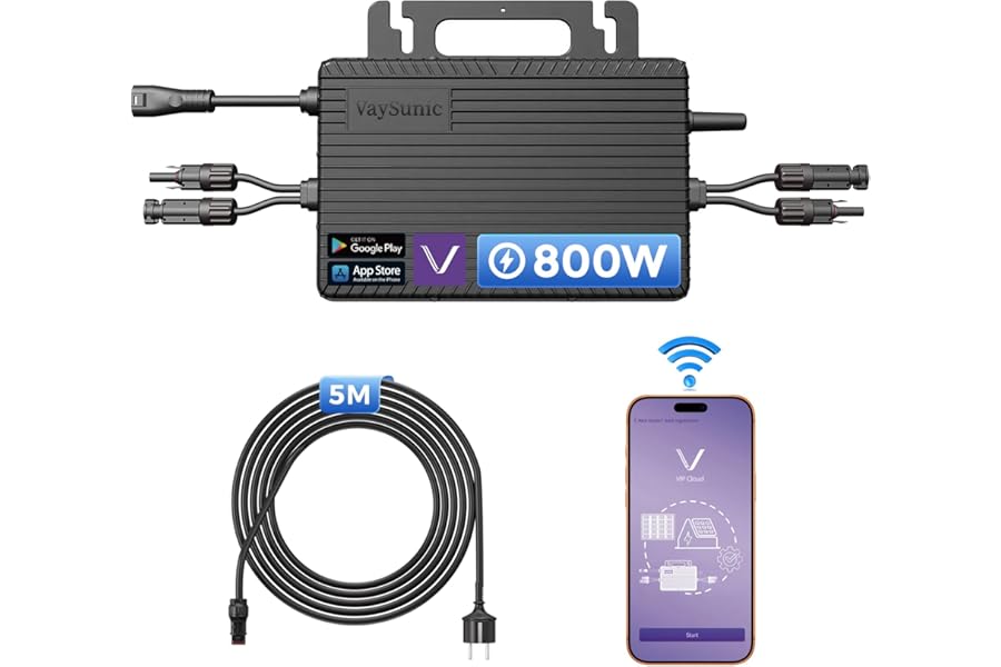 800 W Micro Inverter with Integrated Wi-Fi, 0% VAT, Plug & Play Inverter - Ideal for Balcony Power Plants, PV VDE Certified, IP67 Waterproof, Mppt Technology, App Controlled
