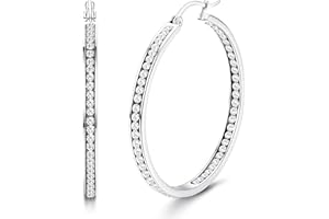 Diamday Grandes boucles d'oreilles créoles en acier inoxydable boucles d'oreilles créoles pour femmes multicolore strass boucles d'oreilles créoles mignon Huggie boucles d'oreilles 35MM/40MM/50MM