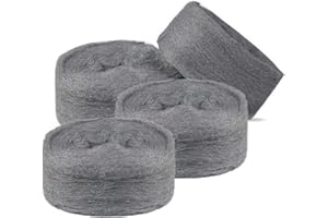 RQJLZ 4 Pack Steel Wool Mice, Steel Wire Wool, 0000 Rodent Control Gaps Blocker Stainless Coarse Wire, Wall Hole Fill Fabric, Easy to Use Stop Rats and Mice Insect Pest, Removing Varnish, Rust, 2.3m/roll