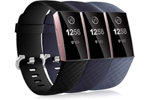 Dirrelo 3 Pack Compatible con Fitbit Charge 3 Correa/Fitbit Charge 4 Correa/Charge 3 SE Correa para Mujeres Hombres, Pulsera Deportiva de Repuesto Ajustable de Silicona Suave