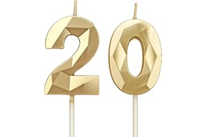 DTXLX Geburtstagskerzen Zahlen 20，3D Gold Kerzen Geburtstag für Kuchen geburtstagsdeko, Geburtstag Kerzen Zahlen, Geburtstagskerzen Kinder für Partys, Hochzeiten, Firmenfeiern, Jubiläen (Gold, 20)