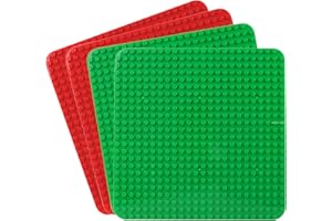 CABEESKII Grande plaque compatible avec Lego Duplo, 38 x 38 cm, jouet de construction pour filles et garçons (4 pièces, 2 rouge, 2 vert)