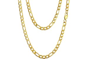 PROSTEEL Collana Catena Semplice da Uomo a Modello Maglia Figaro 3+1, 4 6 9 13 mm di larghezza, Acciaio Inossidabile/Placcato Oro 18K, Colore Argento Oro Nero(Confezione Regalo)