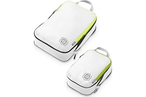TRIPPED Travel Gear Kompresyjne kostki do pakowania - organizer do bagażu i plecaka, kostki do pakowania ubrań (białe i zielone, 2-częściowy zestaw), białe i zielone, 2 sztuki
