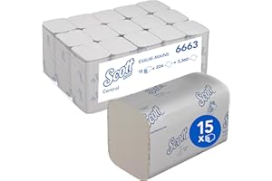 Scott Control 6663 - Essuie - Mains en Papier Pliés en V - 15 Paquets x 212 Essuie - Mains en Papier (3180 au Total)