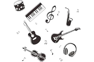 Duoyif Vinilos Decorativos de Pared Musicales - Calcomanías y Pegatinas de Notas, Guitarra y Piano Para Estudio de Música, Dormitorio y Habitación