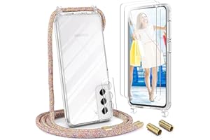 UYMO Funda con Cuerda para Samsung Galaxy S21, Case para Silicona Anti-Caída con Cordón, Correa Colgante Ajustable Collar Correa de Cuello Cadena Cordón, con 2 Protector Pantalla, arcoíris