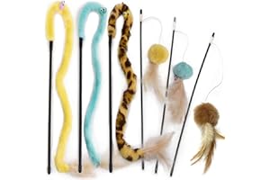 KITO LEE Juguete Interactivo de Pluma para Gato - Varita Con Plumas (6 Piezas)