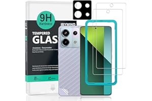 IBYWIND 2-pakowy ochraniacz ekranu do Xiaomi Redmi Note 13 Pro 5G/Poco X6 5G 6.67",szkło hartowane o twardości 9H,z 1 osłoną obiektywu aparatu,1 tylną folią z włókna węglowego,łatwy w montażu