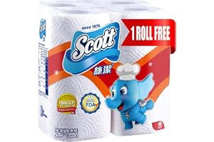 Scott Multi Purpose Kitchen Tissue Paper Towel, Value Pack, 2 PLY, 60 Sheets x3 Rolls +1 Roll Free
