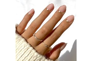 Glamnetic Press On Nails - Goal Digger | Glossy, Semi-Transparent, Short Round Nails, Reusable | 12 Sizes - 30 Nail Kit with Glue