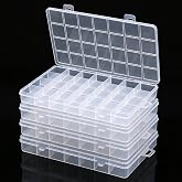 4 Pieces Plastic Storage Boxes, Organizer Box with 28 Compartments | Transparent Storage Home for Diamond Embroidery Crafts,