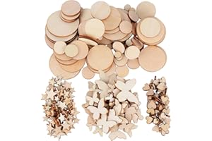 JNCH 200pcs Holz Streudeko Herzen Sternen Holzscheiben Rund Klein Holz Herz Deko Mini Holzsterne Schmetterling zum Basteln Holz Tischdeko Hochzeitsdeko Taufe Kommunion Geschenkanhänger DIY Handwerk