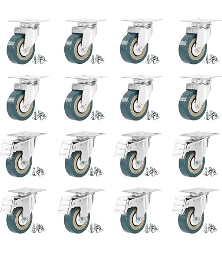 BAOLIHUI 12-Pack 2 Inch Swivel Castor Wheels – 50mm TPR, 110 Lb Load Each, For Furniture, Trolleys, Toolboxes