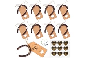 NSWAYY 8 Stück Hufeisen Deko Set für Hufeisen Glücksbringer mit Hufeisen Pappkarte Bindfaden Glück Hufeisen für Party Vintage Hochzeits-Dekorationen