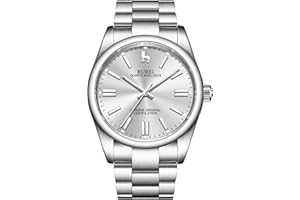 BUREI Orologio da polso da uomo in acciaio inossidabile con movimento giapponese al quarzo per uomo Orologio rotondo di lusso da 42 mm
