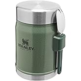 STANLEY Classic Legendary Food Jar 0.4L With Spork - Keeps Cold For 7 Hours - BPA-Free Stainless Steel Soup Flask - Leakproof