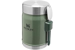 ‎STANLEY Stanley Classic Legendary Thermobehälter Für Essen Mit Göffel 400 ml - Hält 7 Stunden Heiß Oder Kalt - Edelstahl Warmhaltebehälter - BPA-Frei - Spülmaschinenfest - Hammertone Green