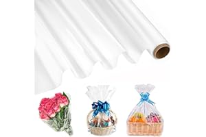 CRIVEPLE Rotolo di cellophane trasparente, spessore 3 mil, 43 cm x 30 m, carta da regalo trasparente, cellophane, rotolo di carta da regalo per fiori, cesti regalo, Pasqua, Natale