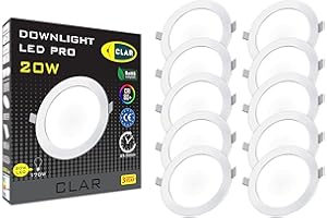 CLAR - Faretti LED da Incasso per Cartongesso, Faretti a LED da Incasso, Faretto Incasso, 4000ºK 20W Garanzia di 3 anni (Pack 10)