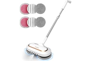 AlfaBot S2 Mocio Elettrico Cordless, 400ML Serbatoio, 60min di Autonomia, Mop Elettrico Lavapavimenti senza Fili con Faro LED e Spruzzatore, per Pavimenti in Legno Duro e Piastrelle