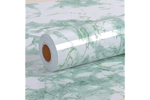 VEELIKE Papel Pintado Marmol Pared 0.4m x 18m Papel Adhesivo Mármol Verde Papel Tapiz Impermeable para Cocina Papel de Pared Autoadhesivo Dormitorio Vinilo Pared Baño Papel Pared Decorativo Habitacion