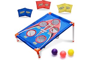 HomeMall Bean Bag Toss Games Set, Cornhole Outdoor Family Target Throwing Garden Game with 6 Bean Bags and 3 Balls, Carnival Party Toss Games for Kids Adults Boys Girls