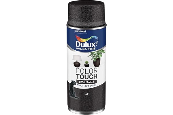 Dulux Valentine Peinture Intérieure et Extérieure Aérosol Color Touch Effet - Noir Effet Sablé - 400ml