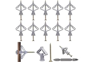 NAABYADMAI 100Pcs Plasterboard Fixings Wall Plugs and Screws Set, Heavy Duty Drywall Anchors with Anti-Rotation Expansion Design, Cavity Wall Fixings Kit for Plasterboard, Hollow Wall, Ceilings and Shelves