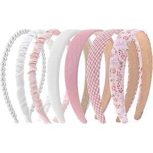 ZIBUYU® 7Pcs Hair Band for Women Stylish, Floral Wide Hair Band for Girls Kids, Pearl, Plaid, Countryside Style Hair Accessories Hairbands for Kids Girl