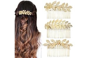 VEOIRXU 3 Piezas de Accesorios para el Pelo en Oro, Peine con Hoja Hermoso y Encantador, Ideal para Diseñar Peinados en Damas