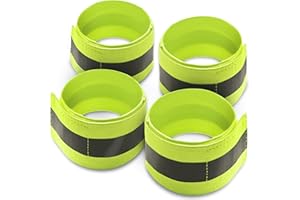 ‎MOVOJA Movoja 4er-Set Reflektoren für Arme und Beine | für bessere Sichtbarkeit im Dunkeln | zum Joggen, Radfahren, Reiten UVM. | elastisch | mit Klettverschluss | neon-gelb | Reflektor Sicherheitsband