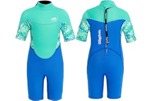 Gogokids Kids Shorty Wetsuit, 2.5mm SCR Neoprene Wetsuits for Toddlers, Back Zipper Children's Short Wet Suits Comfort & Warmth, UV Wetsuit for Swimming, Snorkelling & Surfing, Ages 2-8 Boys Girls
