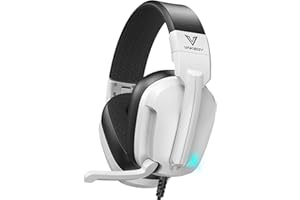 Vakedy HW11 Cuffie Gaming per PS4,PS5,PC,Xbox,Switch,Cuffie da Gaming con Filo Microfono a Cancellazione di Rumore,Cuffie da Gioco con 3.5mm Jack e Controllo Volume Gaming Headset - Bianco