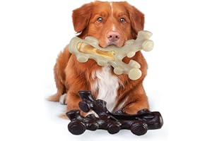 GASAPET Dog Chew Toys for Aggressive Chewers,2 Indestructible Dog Toys for Medium and Large Breed,Real Bacon Flavored Best Dog Toys to Keep Them Busy, Dog Bones for Teeth Cleaning and Training
