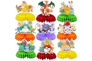 Siphus Tischdeko Party, 9 Stück Cartoon Honeycomb Dekorationen, Tischdekoration Geburtstag Kinder, Niedliche Bienenwabe Mittelstücke für Geburtstagsparty, Party-Tischaufsätze