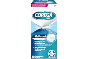 Corega Reinigungs-TABS Bio Formel für herausnehmbaren Zahnersatz/dritte Zähne, Gebissreinigungstabletten, White, 136 Stück (1er Pack)