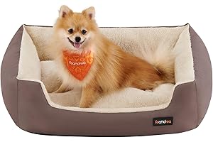 Feandrea PGW03Z legowisko dla psa, kosz dla psa z dwustronną poduszką, 65 x 55 x 20 cm, brązowy