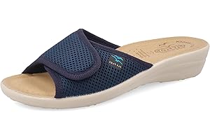 Fly Flot Bevilacqua, Ciabatte Donna in Rete Elastica, Aperte con Velcro Unico Regolabile, Sottopiede Imbottito in Pelle, Sandali