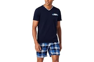 Aseniza Męskie letnie zestawy piżam bawełniane zestawy z krótkim rękawem dwuczęściowa odzież wypoczynkowa z koszulką i szortami w kratkę dla mężczyzn wygodne lekkie S-3XL