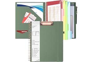 ‎HAUTOCO HAUTOCO Klemmbrett Folio Mit A4 Zip Beutel, Klemmbrettmappe Mit Nachfüllbarem Notizblock, 5 Ordnern Lagerung 10 Taschen, Deckel für Schule/Büro, Olivgrün
