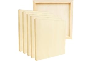 Belle Vous Tavole di Legno Grezzo per Pittura (6pz)- Tela Pittura Pannelli Legno da 20 x 20 cm - Pannello Legno Betulla Naturale - Pannelli in Legno per Pirografia, Pittura Encaustica, Vernice, Arte