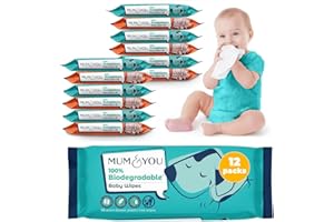 Mum & You Baby Wipes Multipack - 672 Biodegradable Wet Wipes (12 Packs) | 99.4% Water. Ideal for Sensitive Newborn Skin | Baby Wipes Bulk, Bum Wipes, Wet Tissue, wet wipes baby