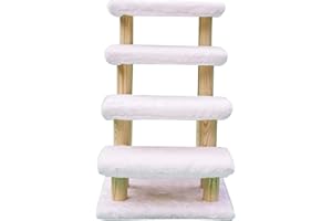 HAIBEIR Escalier en bois pour animaux de compagnie avec 4 marches et tapis amovible pour lit haut et canapé