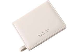 RRANCharltu Portafoglio Donna Piccolo in Pelle Portamonete Piccoli con Cerniera e chiusura a Scatto Scomparti per Carte Multipli(Bianco)