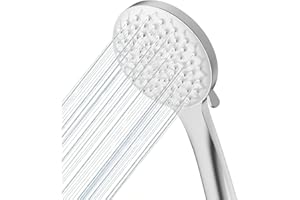 VEHHE Shower Head with 6 Spray Modes, Large Shower Head Round One-Hand Operation, Shower Head High Pressure with Anti-Clogging Silicone Nozzle, Universal Power Shower Head Handheld for Home Gym Spa