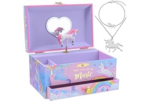 Jewelkeeper - Carillon portagioielli con Unicorno e set di gioielli per bambine - 3 regali a tema unicorno per ragazze