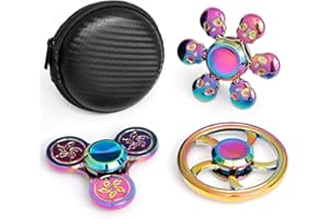 LNCOJOLM Rainbow Fidget Spinners Pack Stress Relief Toy, Metal Handheld Fingertip Gyro for Kid Adult, Fidget Sensory Desk Toy Gadget for Office, Birthday Gift Classroom Rewards